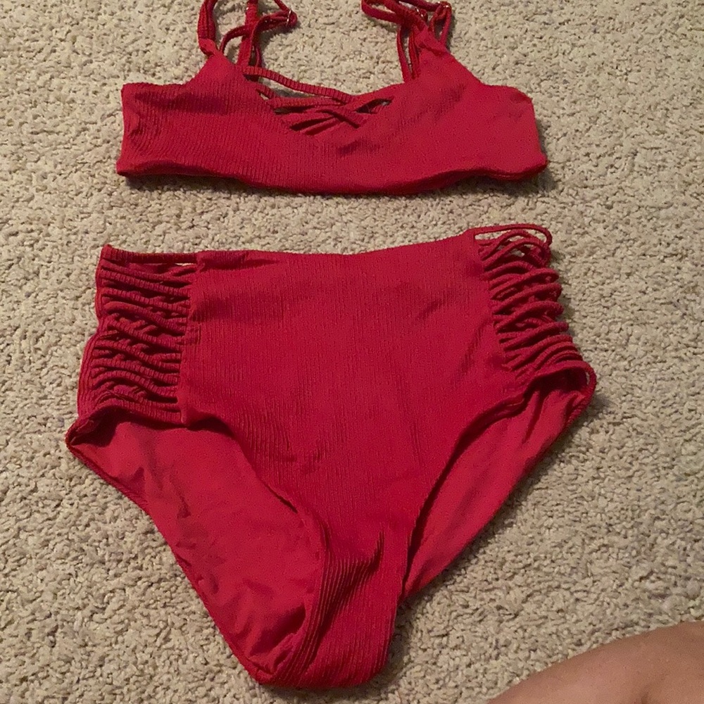Red high waisted bikini size medium